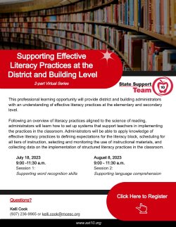 Event flyer for Supporting Effective Literacy Practices